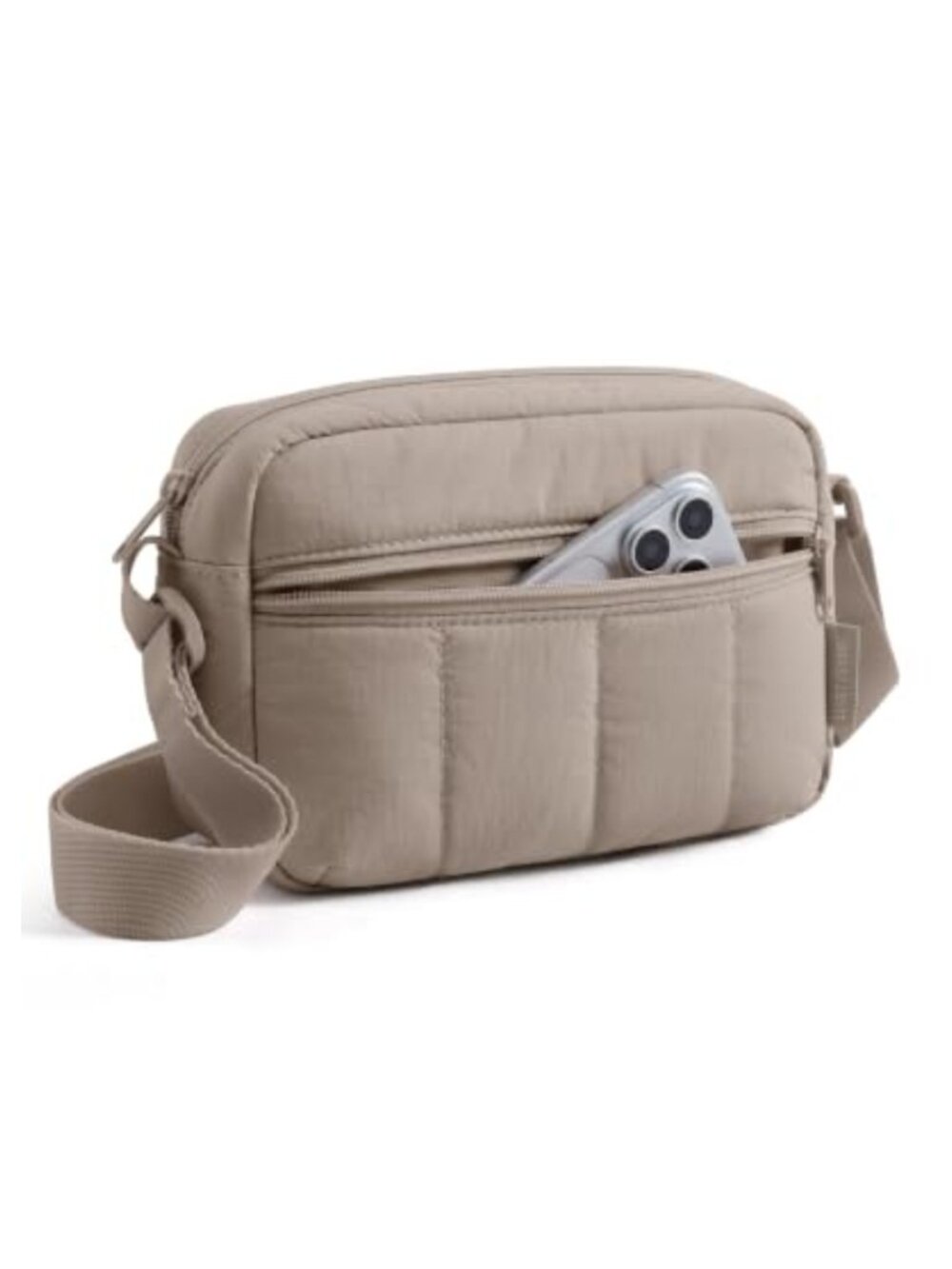 Lightweight Nylon Puffy Crossbody Bag Travel Shoulder Purse 2.4L